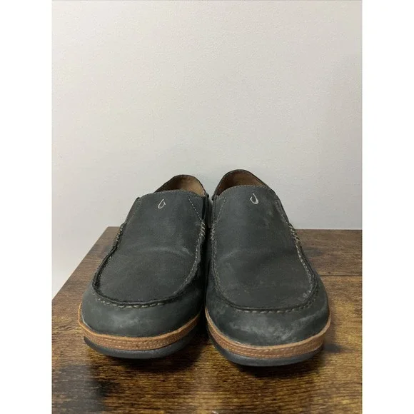 Olukai Mens Moloa Black Toffee Men’s Slip-On Leather Shoes ~ Sz 11.5, 44.5